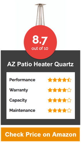 AZ Patio Heater, Quartz Glass Tube in Hammered Bronze
